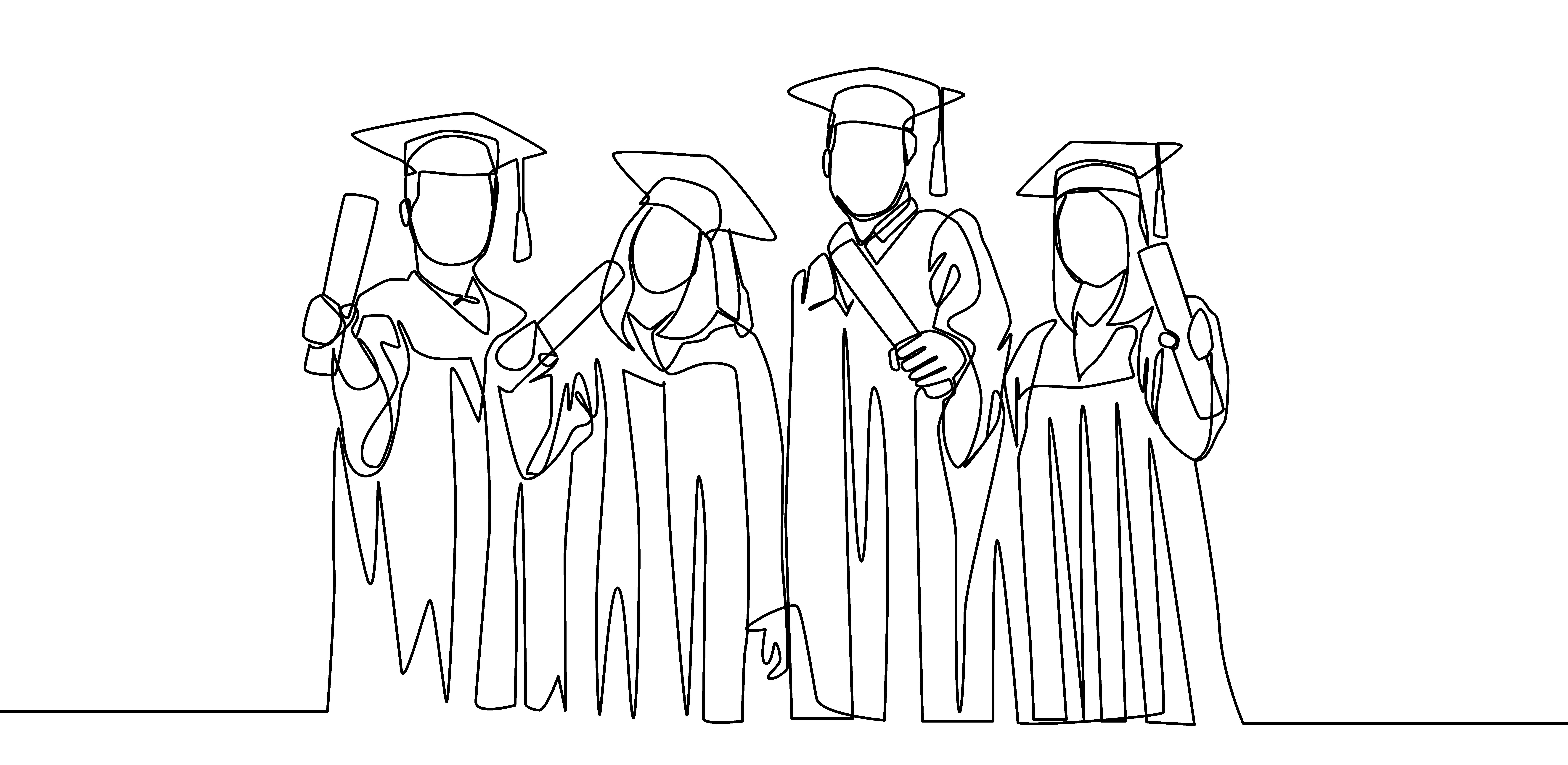 graduates line drawing